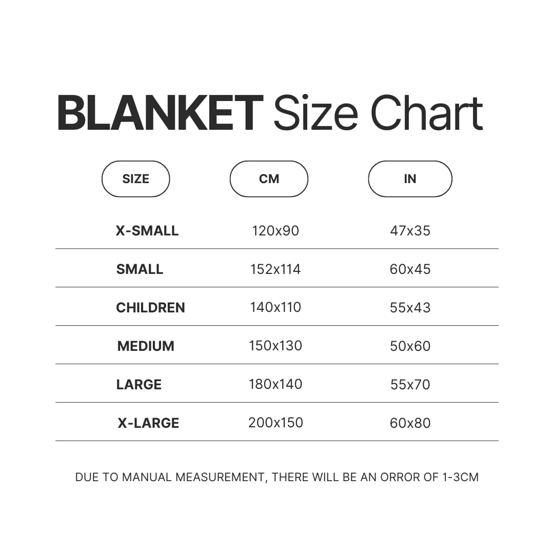 Blanket Size Chart - Coldplay Merch