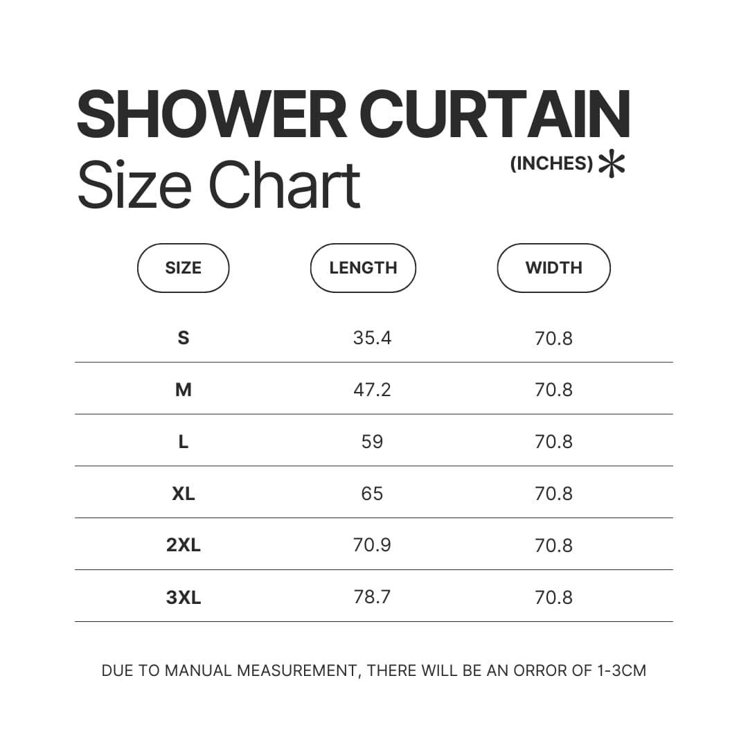 Shower Curtain Size Chart - Coldplay Merch